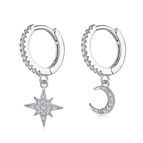 [SHINY]Star and Moon Asymmetric Earrings
