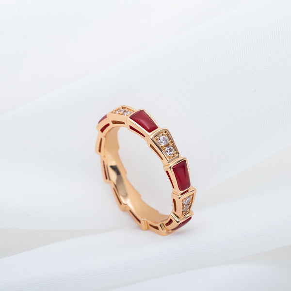 ˇShiny JewelryˇSERPENTI RING PINK GOLD CARNELIAN DIAMOND 3MM