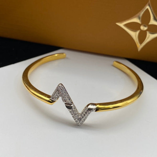 ˇShiny JewelryˇVOLTE UPSITE DOWN DIAMOND GOLD OPEN BRACELET