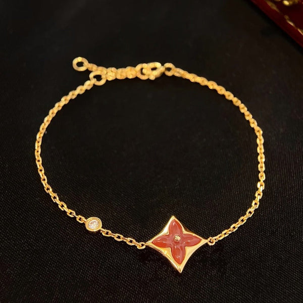 ˇShiny JewelryˇCOLOR STAR CARNELIAN PINK GOLD DIAMOND BRACELET
