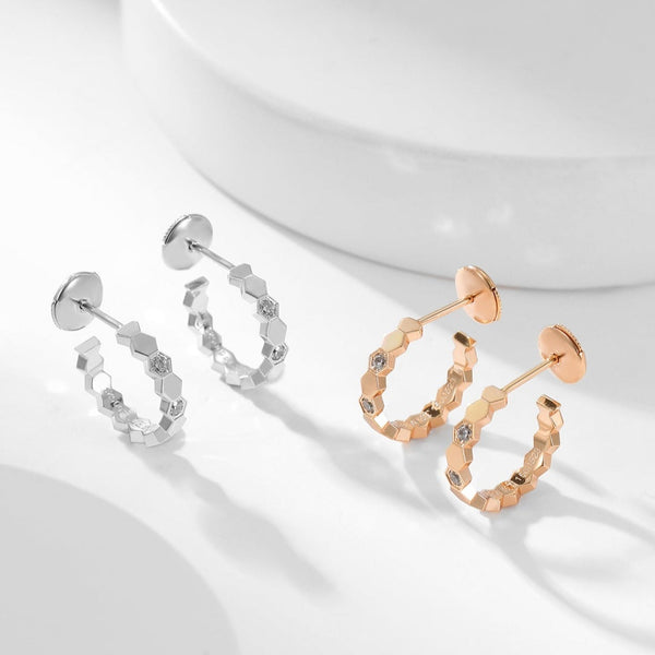 ˇShiny JewelryˇBEE LOVE DIAMOND HOOP EARRINGS