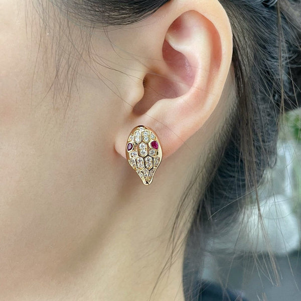 ˇShiny JewelryˇSERPENT DIAMOND STUD EARRINGS