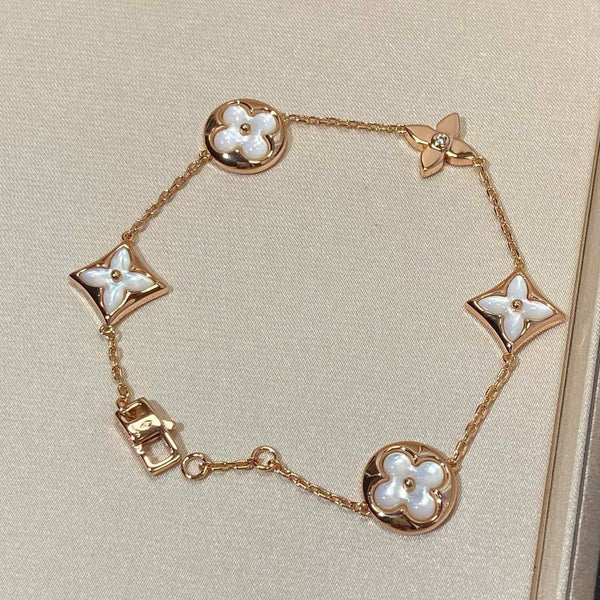 ˇShiny JewelryˇSTAR AND SUN 5 MOTIF MOP PINK GOLD BRACELET