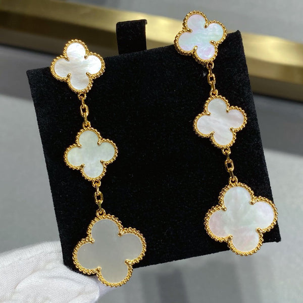 ˇShiny JewelryˇCLOVER MOP 3 MOTIFS GOLD EARRINGS