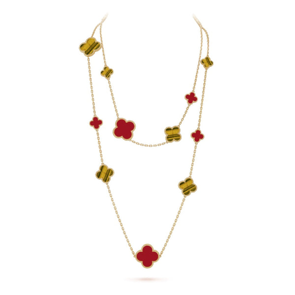 ˇShiny JewelryˇCLOVER 16 MOTIF CARNELIAN TIGER EYE ROSE GOLD NECKLACE