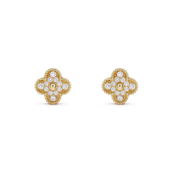 ˇShiny JewelryˇCLOVER MEDIUM 1 MOTIFS FUll DIAMOND EARRINGS