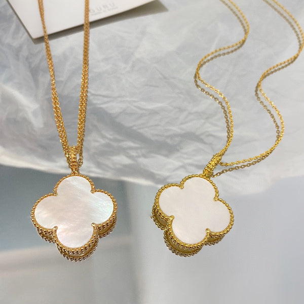 ˇShiny JewelryˇCLOVER 25MM MOP LARGE PENDANT NECKLACE