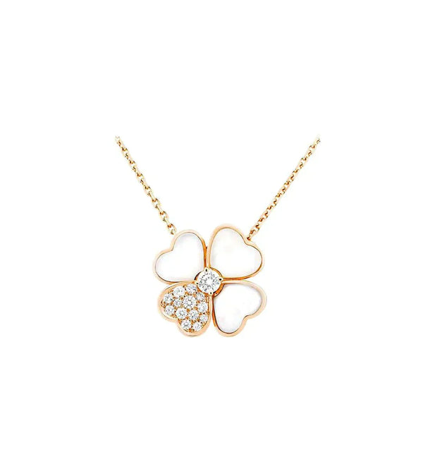 ˇShiny JewelryˇCLOVER MOP DIAMOND ROSE GOLD NECKLACE