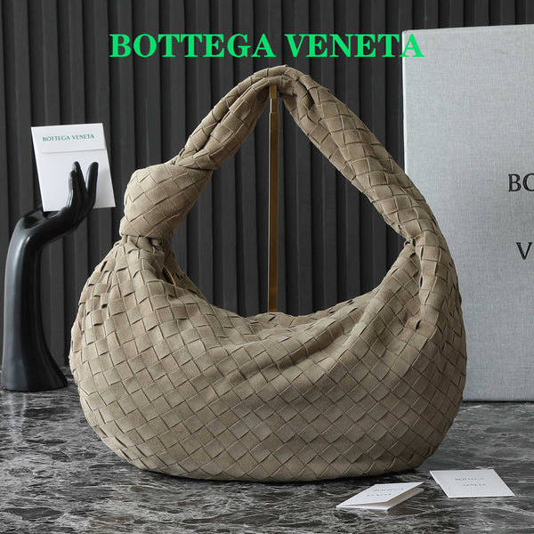 BOTTEGA VENETA 25S SMALL JODIE 48 IN MUTED TAUPE SUEDE GOLD HARDWARE