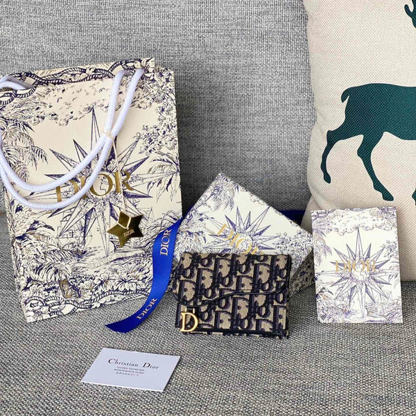 SADDLE LOTUS WALLET 11 IN BLACK MONOGRAM OBLIQUE JACQUARD