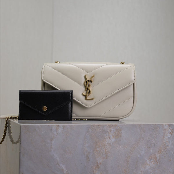 LOULOU MINI 20 IN WHITE SHEEPSKIN GOLD HARDWARE