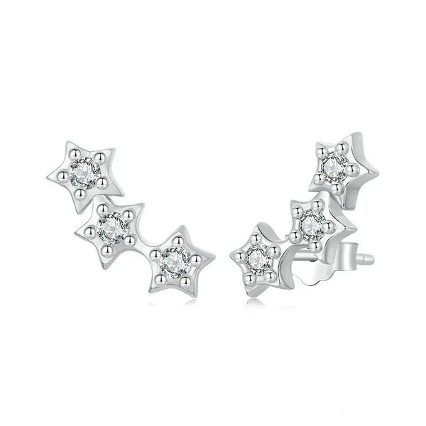 [SHINY]Silver Tiny Star Earrings Studs Teen Girls