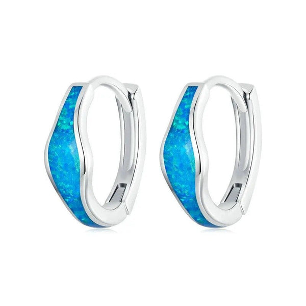 [SHINY]Opal Hoop Earrings for Women White Gold Plated