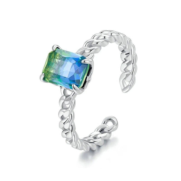 [SHINY]Blue and Green Tourmaline Adjustable Ring
