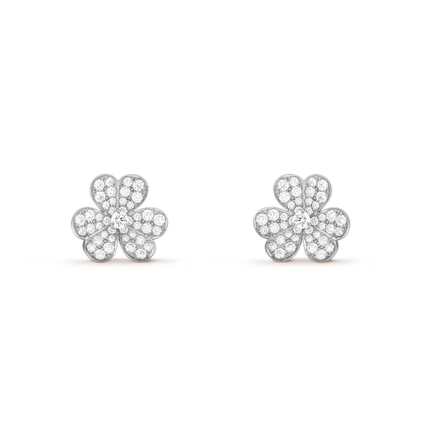 ˇShiny JewelryˇFRIVOLE SILVER FLOWER DIAMOND EARRINGS