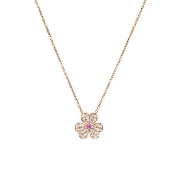 ˇShiny JewelryˇFRIVOLE ROSE GOLD FLOWER DIAMOND NECKLACE